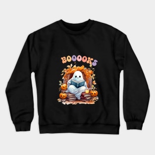 Funny Halloween Cute Ghost Book Reading School Teacher Crewneck Sweatshirt